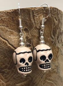 Ceramic Bead Earrings- Skulls
