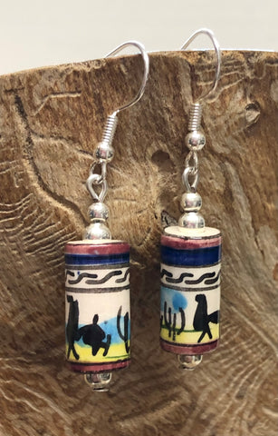 Ceramic Bead Earrings- Llamas