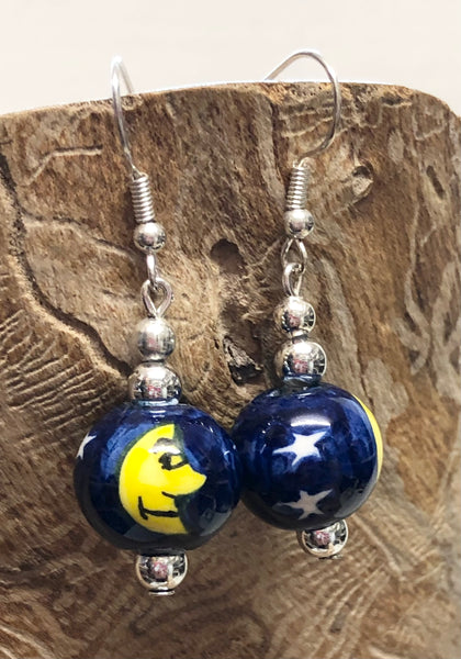 Ceramic Bead Earrings- Starry Night
